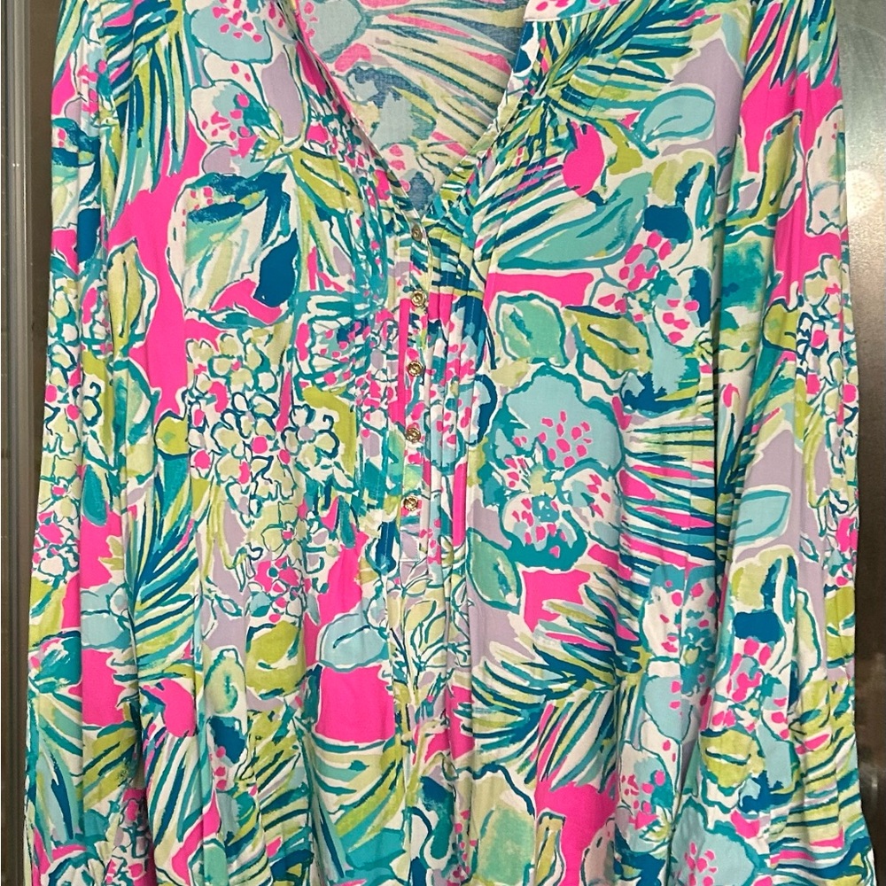 Lilly Pulitzer Women's Top - Pink, Blue, Green Floral